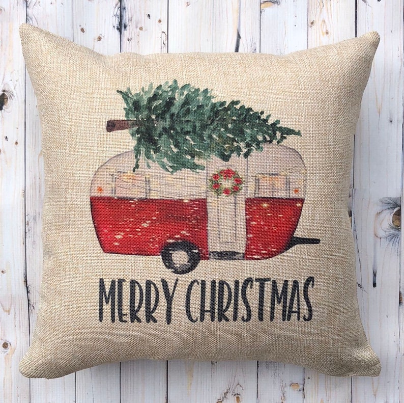 Christmas Pillow Red Truck Pillow Vintage Christmas Pillow Etsy
