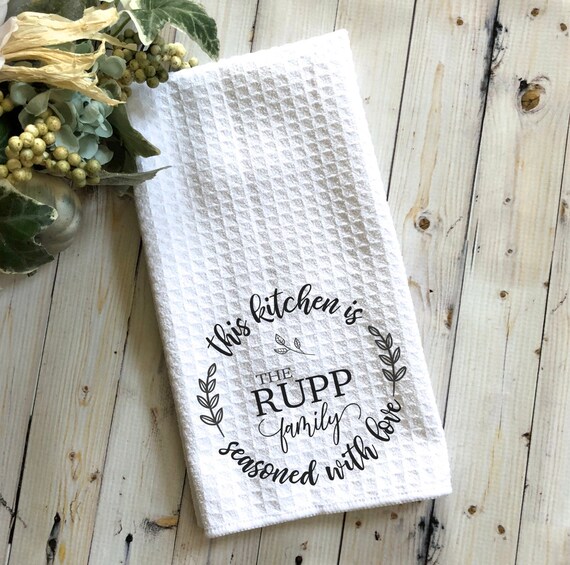 Personalized Farmhouse Kitchen Towels Black and White Etsy