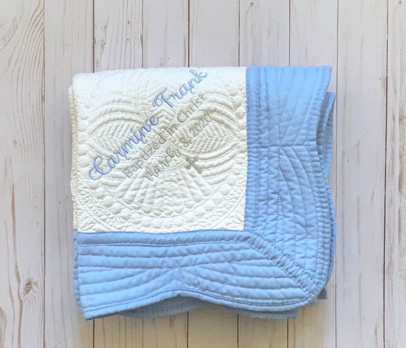 Baptism Gift for Boy Christening Gift Baptized in Christ New Baby Gift Monogram Baby Blanket Gift from Godmother Birthday Gift image 8