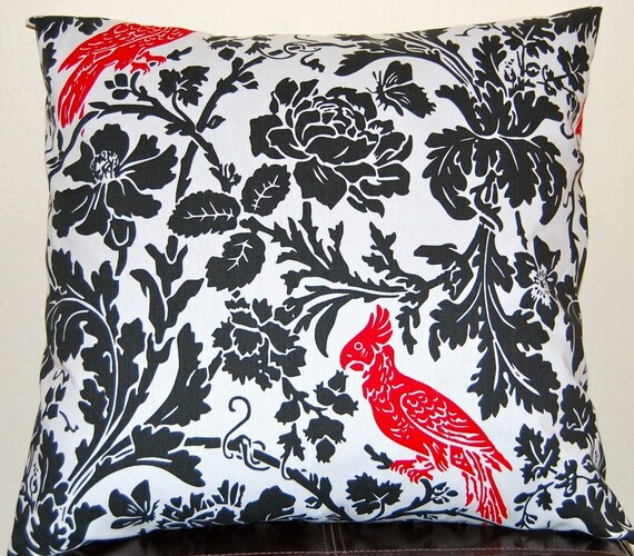 Items similar to Decorative Pillows Red Bird Throw Pillow Cushion