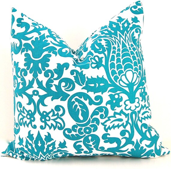 Items similar to Turquoise Pillow Cover, Turquoise Cushion Cover, Toss