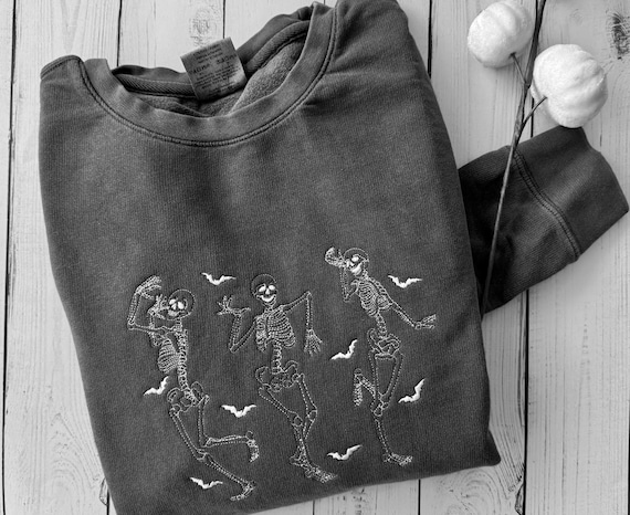 Fall Sweatshirt for Halloween: Spooky Dancing Skeletons - Lightweight Comfort Colors with Unisex Sizing