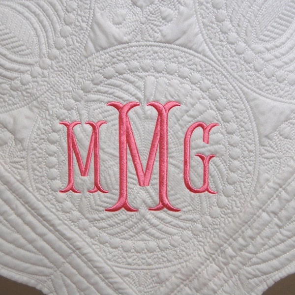 New Baby Gift - Monogram Baby Quilt - Baby Quilt - Baptism Gift -  Monogram or Full Name - 36 x 46 Inches - Nursery Decor