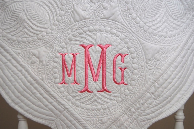 New Baby Gift - Monogram Baby Quilt - Baby Quilt - Baptism Gift -  Monogram or Full Name - 36 x 46 Inches - Nursery Decor