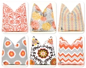 Thanksgiving Decor Kissen-Abdeckungen, 22 x 22 Throw Kissen Orange, braun und grau auf weiß Slub fallen Thanksgiving-Kissen-Abdeckungen-Mix und Match