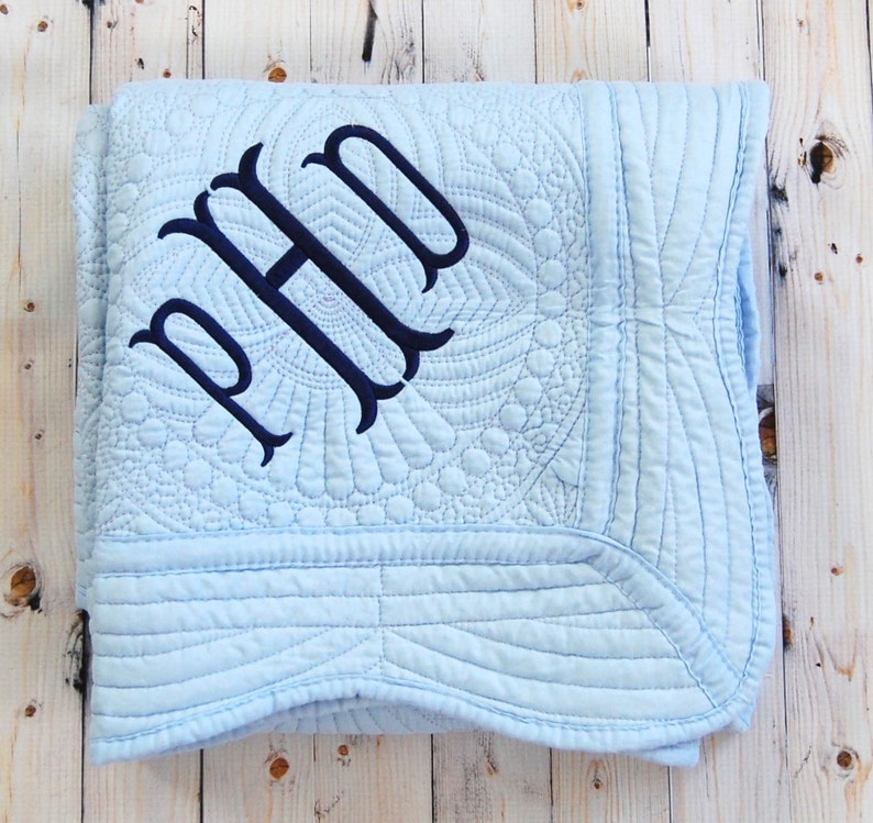 Blue Baby Quilt Personalized Baby Blanket Baby Boy Nursery Etsy