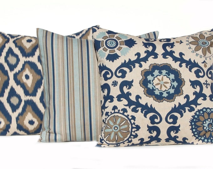 Navy Blue Pillows Linen Pillow Covers Throw Pillow Covers 20 Etsy