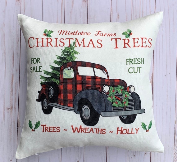 Red Plaid Truck Christmas Pillow Covers Christmas Pillow Cover Fresh Cut