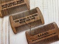 Wood Beard Comb - Personalized Gift for Him - Fathers Day - Laser Engraved Sandalwood - Grooming Tool - Bearded Dad Husband Grandpa