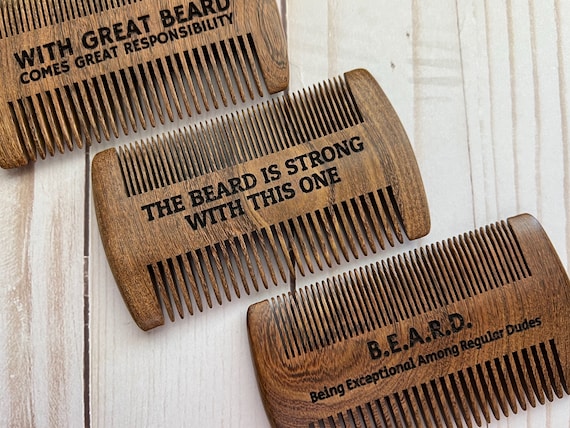 Personalized Sandalwood Beard Comb - Laser Engraved Grooming Gift