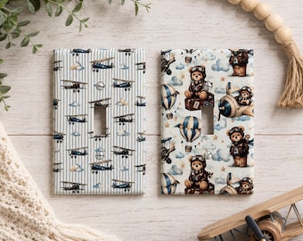 Aviator Light Switch Cover: Baby Boy Airplane Nursery