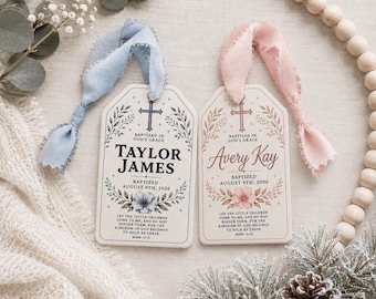 Personalized Baptism Ornament: Porcelain Keepsake with Ribbon (Boy or Girl)