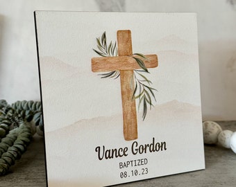 Baptism Gift - Personalized Wood Sign - Shelf Sitter - Christian Gift - Baptism, Christening, First Communion - Engraved - Confirmation