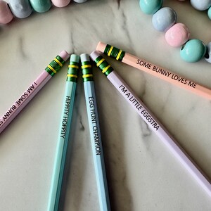 Easter Pencils Basket Filler For Kids Gift from Grandma Pastel Pencils Teacher Gift Classroom Gift Can be Personalized image 4