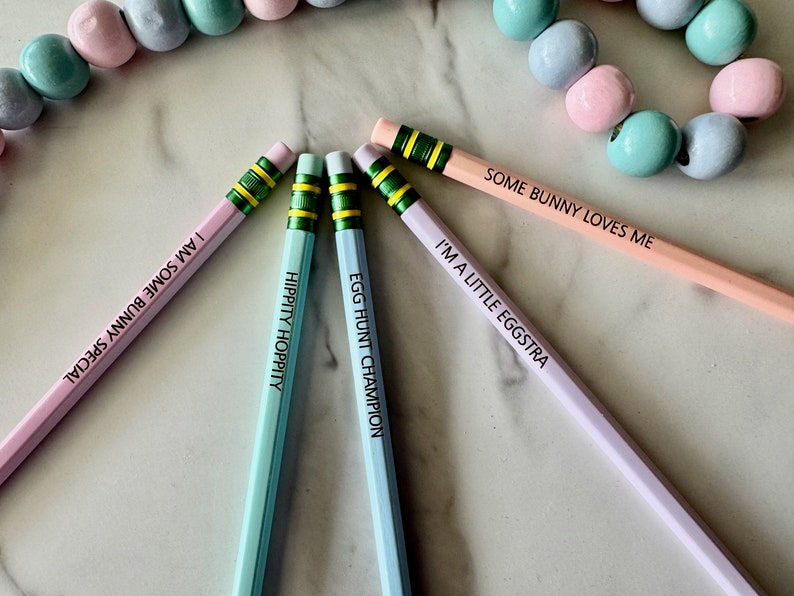 Easter Pencils Basket Filler For Kids Gift from Grandma Pastel Pencils Teacher Gift Classroom Gift Can be Personalized image 4