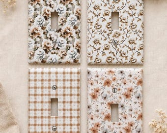 Decorative Light Switch Covers: Neutral Beige, Tan and Sage