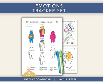 Emotions I Feel Mood Tracker, Feelings Check In Chart, Mental Health Log PDF