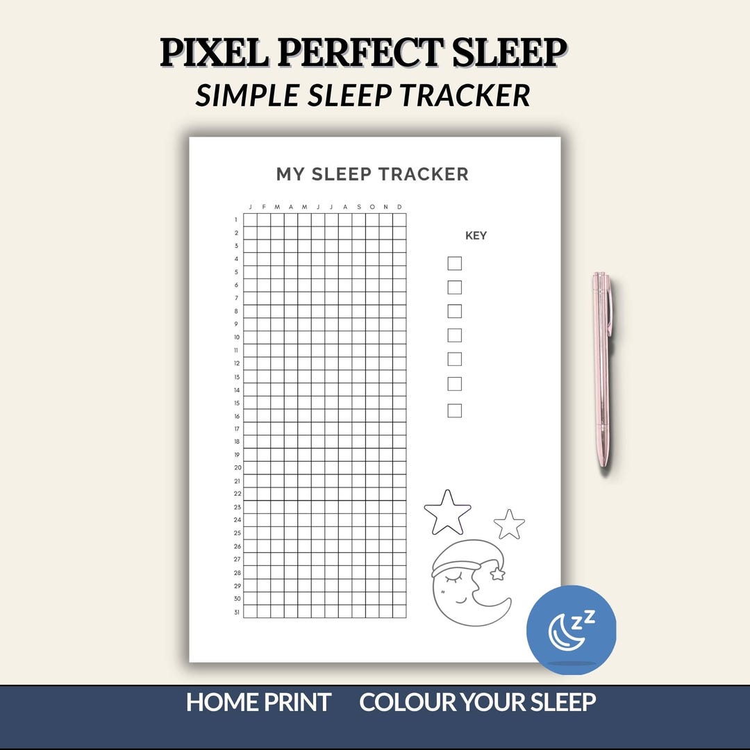 Sleep Tracker Year in Pixels: Simple Printable to Track Your Daily ...