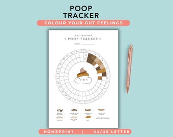 Poop Tracker, Bristol Stool Chart, Colour in Digestion Diary, PDF