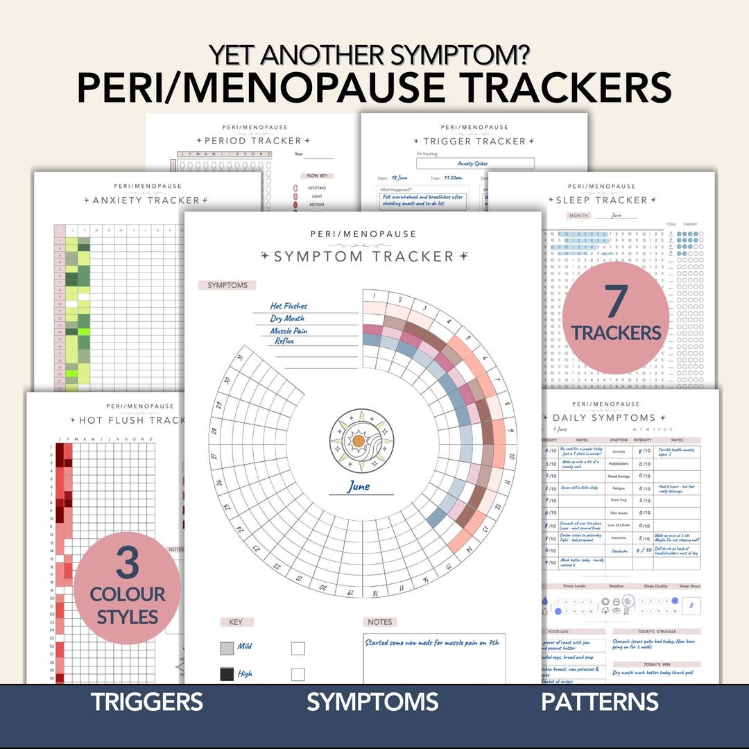 Perimenopause & Menopause Printable Symptoms Tracker Bundle. Log Hot ...