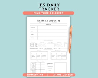 IBS Daily Tracker, Food Symptoms Journal, Gut Health Diary, A4 US Letter