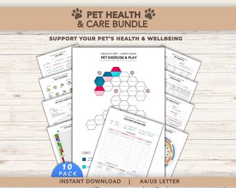 Printable Pet Health Care Pack, Vet Visit Log, Grooming & Play Trackers