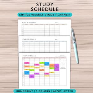 Study Schedule Printable, Revision Timetable, Academic Planner, Weekly Study Tracker, Exam Prep Template, PDF