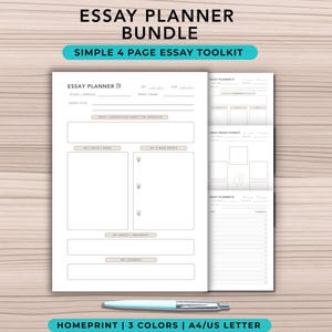 Essay Writing Help, Printable Assignment Planner Bundle, Academic Writing Outline, College Student Paper Guide