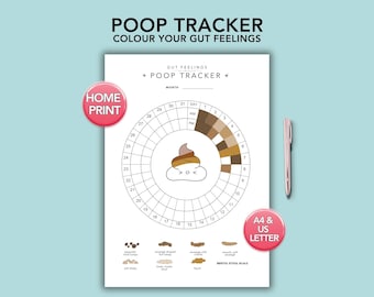 Poop Tracker Printable, Bristol Stool Chart PDF, IBS Bowel Log, Simple Stool Tracker, Digestion Diary, Colouring Poop Chart, A4, US Letter