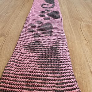 INSTRUCTIONS, Cat, Shadow Knitting, Illusion Knitting, Motif Scarf