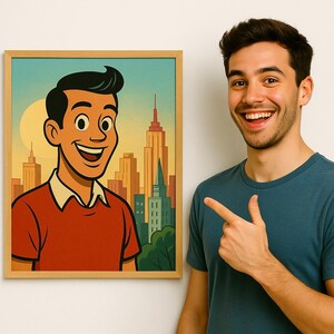 Benutzerdefinierte Retro Cartoon Portrait von Ihrem Foto | Personalisierte Familie oder Paar Wandkunst | Einzigartiges Geschenk für Paare, Familien & Freunde