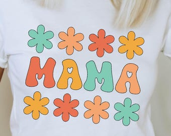 Retro Flower Mama PNG, Retro Motherhood Sublimation, Mothers Day Png, Retro Mom Png, Trendy Mom Shirt png, 70s Mom, Digital Download