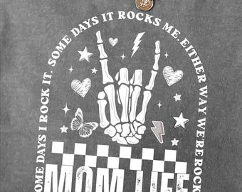 Mom Life PNG, Skeleton Rock Hand, Vintage Checkered Mama Sublimation (Digital Download)