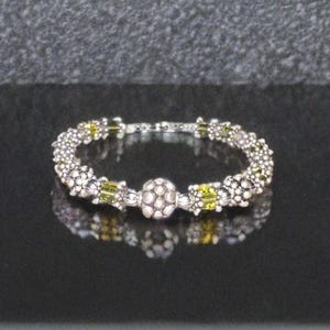 Swarovski Crystal Olivine Green with Silver Bumpy Beaded Bracelet – Artisanal & Elegant