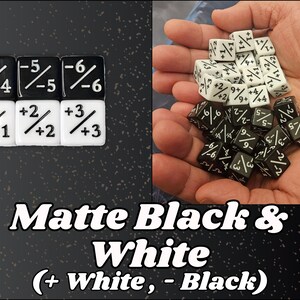 JCC magique, compteur de dés +/-, thème de couleur noir blanc mat, parfait pour tout jeu de magie à assembler ! Edh, deck magique Cedh !