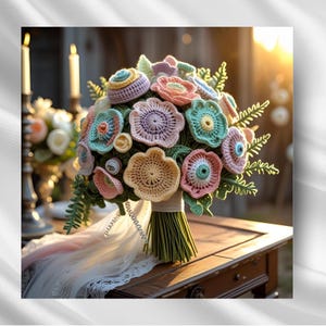 Crochet Flower Birthday Blank Card PNG | Cute Yarn & Hook Themed Greeting Card | Printable Digital Download for Crafters