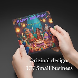 DND Themed Birthday Card PNG,  Fantasy Tabletop RPG Birthday Greeting,  Dice Dragons Inspired Board game birthday