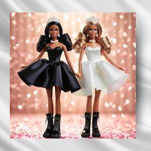 Cartão de casamento estilo Kitsch Sindy PNG – Ilustração de casamento de boneca retrô – Kitsch, extravagante, engraçado para impressão – Download digital