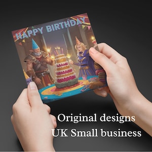 DND Themed Birthday Card PNG | Fantasy Tabletop RPG Birthday Greeting | Printable Digital Download | Dice Dragons Inspired