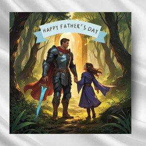 DND Themed Fathers Dad Card PNG | Fantasy Tabletop RPG Birthday Greeting | Printable Digital Download | Dice Dragons Inspired