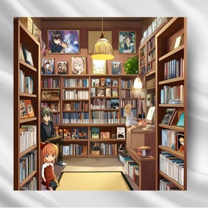Carte vierge d'anniversaire livresque Anime PNG | Téléchargement numérique | Carte de style anime kawaii | Carte d'anniversaire imprimable | Téléchargement instantané