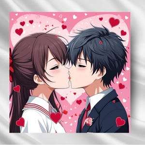 Biglietto d'auguri per anniversario di matrimonio con anime PNG / Download digitale / Biglietto d'auguri per coppia kawaii / Biglietto d'auguri per amore con anime / Biglietto per fidanzato/fidanzata