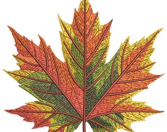 Realistic Autumn Maple Leaf Embroidery Design, Fall Machine Embroidery Pattern (Digital Download)