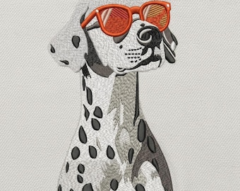 Dog Embroidery Design, Cute Dog with Sunglasses, Dog Portrait Machine Embroidery File, PES DST JEF, Pet Dog Embroidery Pattern