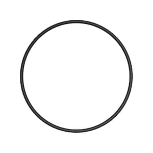 Op de afbeelding: Een zwarte, cirkelvormige rubberen O-ring, geïsoleerd op een witte achtergrond. De O-ring is een solide, ononderbroken cirkel, waarschijnlijk gebruikt voor afdichting of als onderdeel van machines of apparatuur.