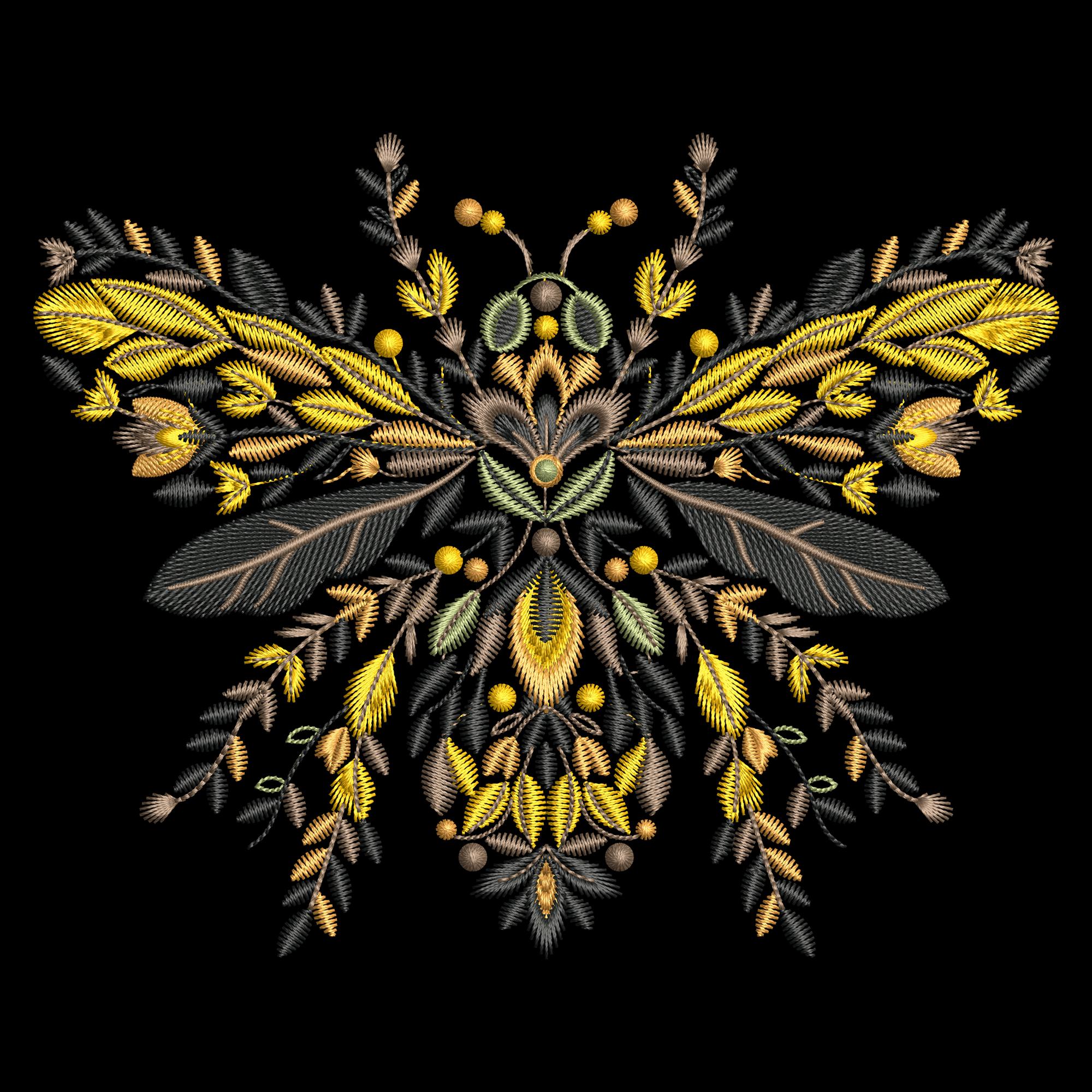 Floral Honey Bee Embroidery Design, Botanical Bee Machine Embroidery ...