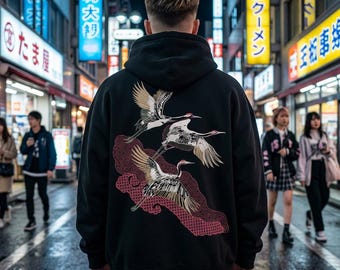 Japanese Crane Embroidery Design, Large Back Jacket Embroidery File, Red Crowned Crane Embroidery, Hoodie Back Design, 1 Large Size
