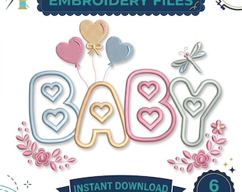 Baby Applique Embroidery Design, BABY Letter Embroidery File, Baby Shower Embroidery, Nursery Embroidery, Instant Download