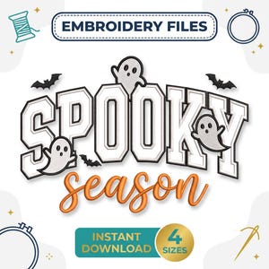 Spöklik säsong applikation broderidesign, spöke Halloween applikation maskinbroderifil, PES DST JEF, omedelbar nedladdning