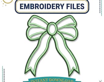 Side Bow Applique Embroidery Design, Bow Applique Embroidery File, Coquette Bow PES, Machine Embroidery Design, Instant Download
